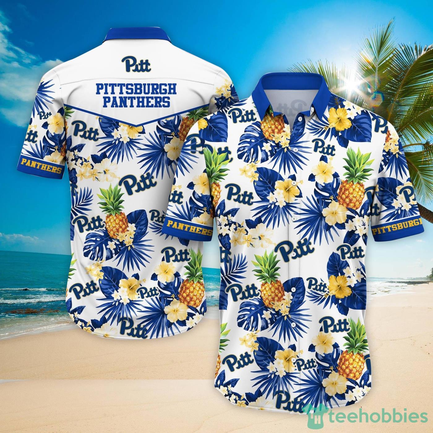 Pittsburgh Panthers Pineapple Tropical Fruit Lover Hawaiian Shirt And Beach Shorts Product Photo 2