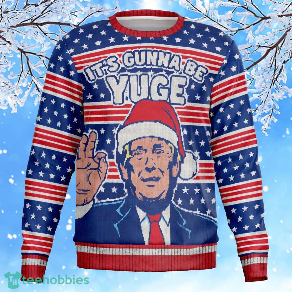 Yuge Donald Trump Christmas Ugly Sweater 3D Gift For Men And