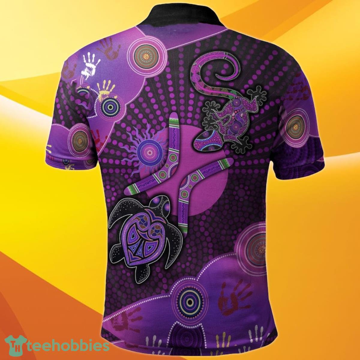 Aboriginal NAIDOC Week Purple Turtle Lizard Sun Polo Shirt Best Gift Product Photo 2
