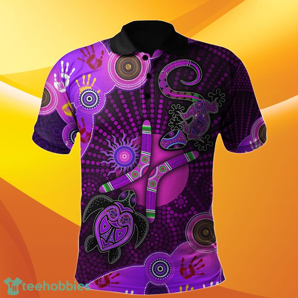 Aboriginal NAIDOC Week Purple Turtle Lizard Sun Polo Shirt Best Gift Product Photo 1