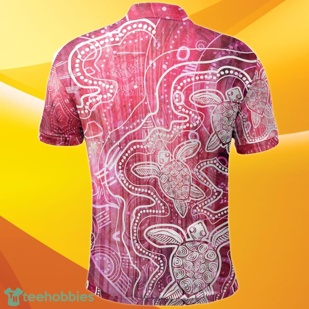Aboriginal Polo Shirt Sea Turtle With Indigenous Patterns Pink Best Gift Product Photo 2
