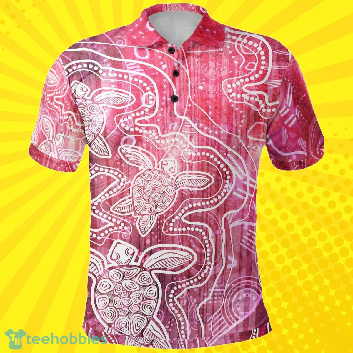 Aboriginal Polo Shirt Sea Turtle With Indigenous Patterns Pink Best Gift Product Photo 1