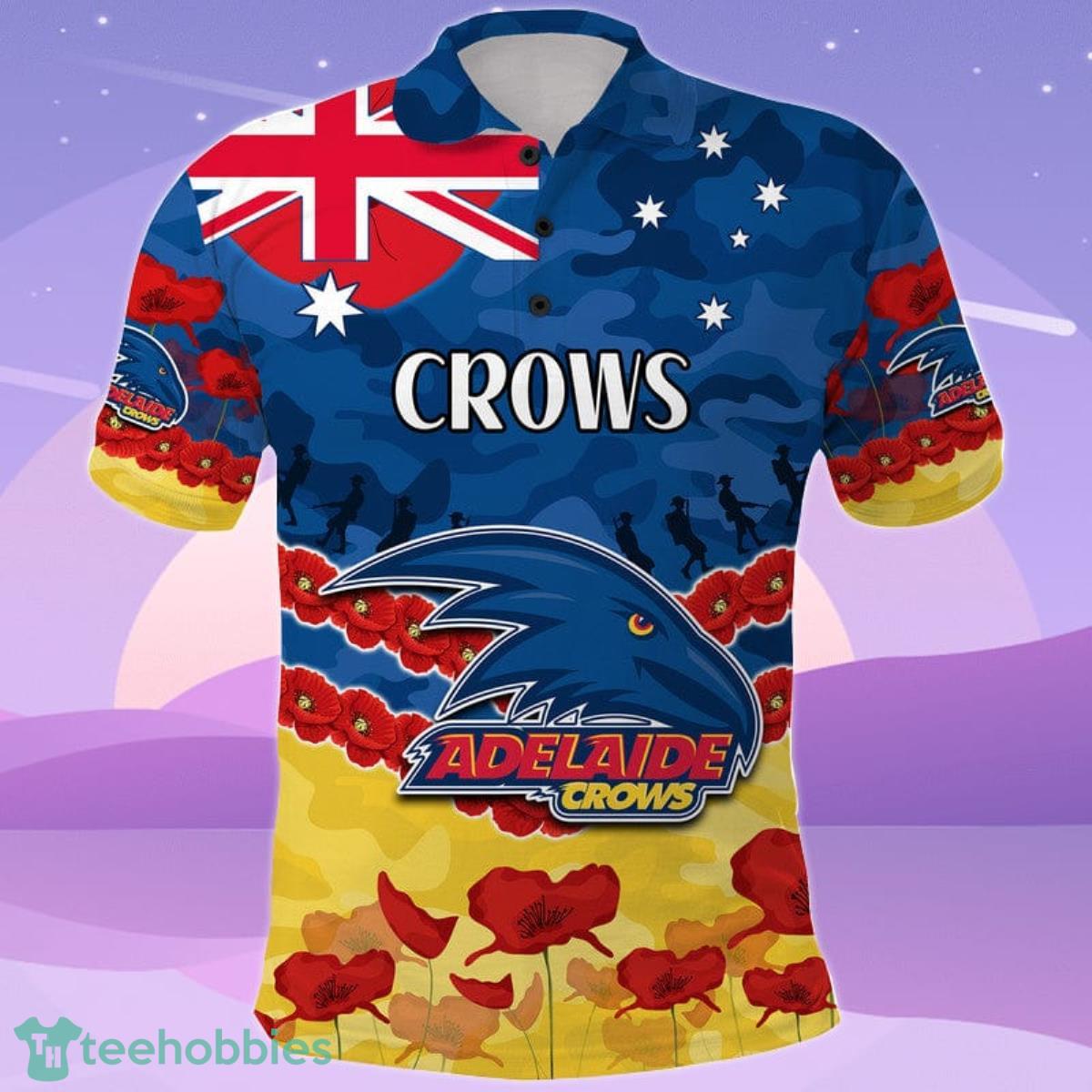 Adelaide Crows Football ANZAC Polo Shirt Lest We Forget Product Photo 1