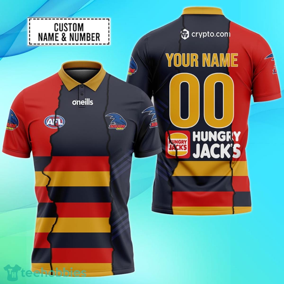 Adelaide Crows Personalized Name & Number AFL Polo Shirt Best Gift For Fans Product Photo 1