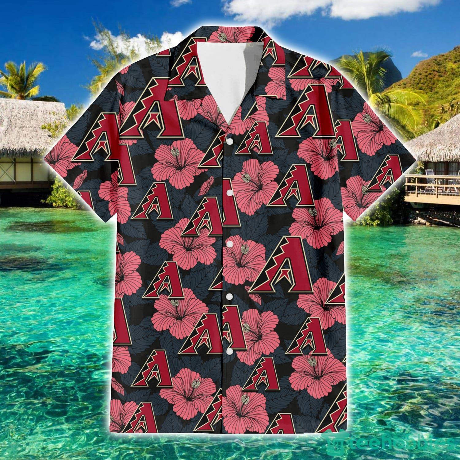 Arizona Diamondbacks Big Logo And Light Coral Hibiscus 3D Hawaiian Shirt  Tropical Style