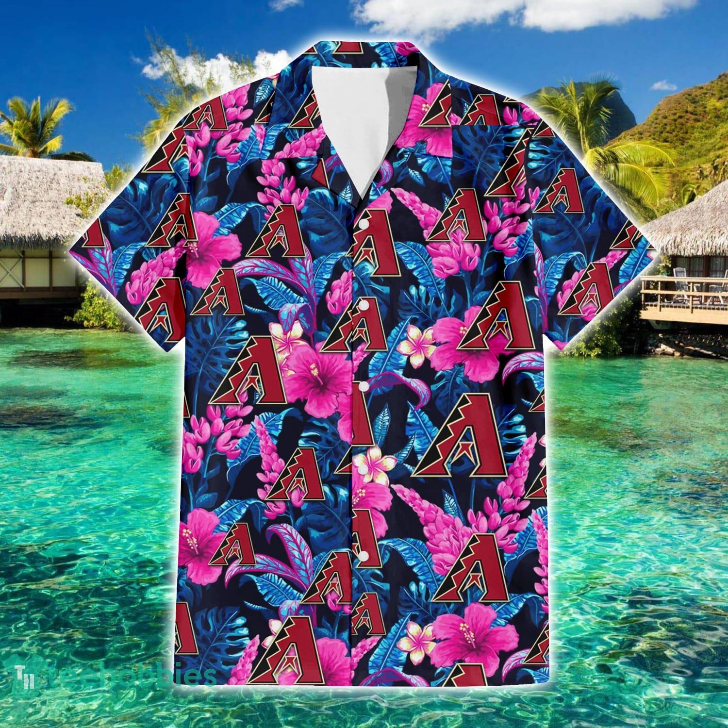 Arizona Diamondbacks Light Purple Hibiscus Pattern Stripe Powder Purple 3D  Hawaiian Shirt Gift For Fans