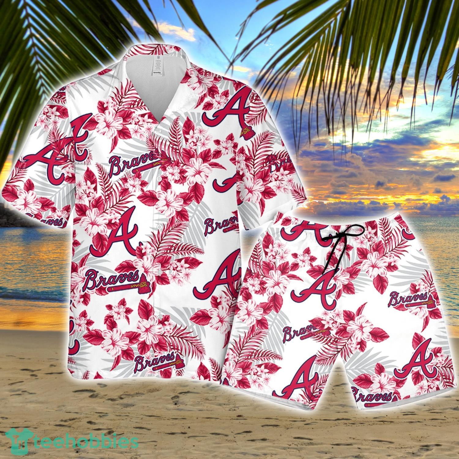 Atlanta Braves Baseball Tropical Flowers Pattern Aloha Hawaiian Shirt And  Shorts For Fans