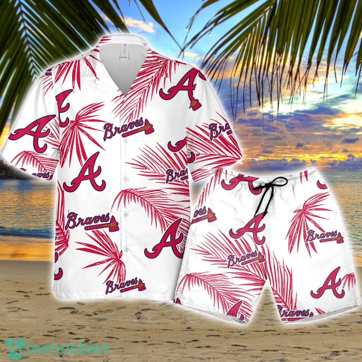 Atlanta Braves Palm Leaves Pattern Tropical Hawaiian Shirt And Shorts  Summer Gift For Fans