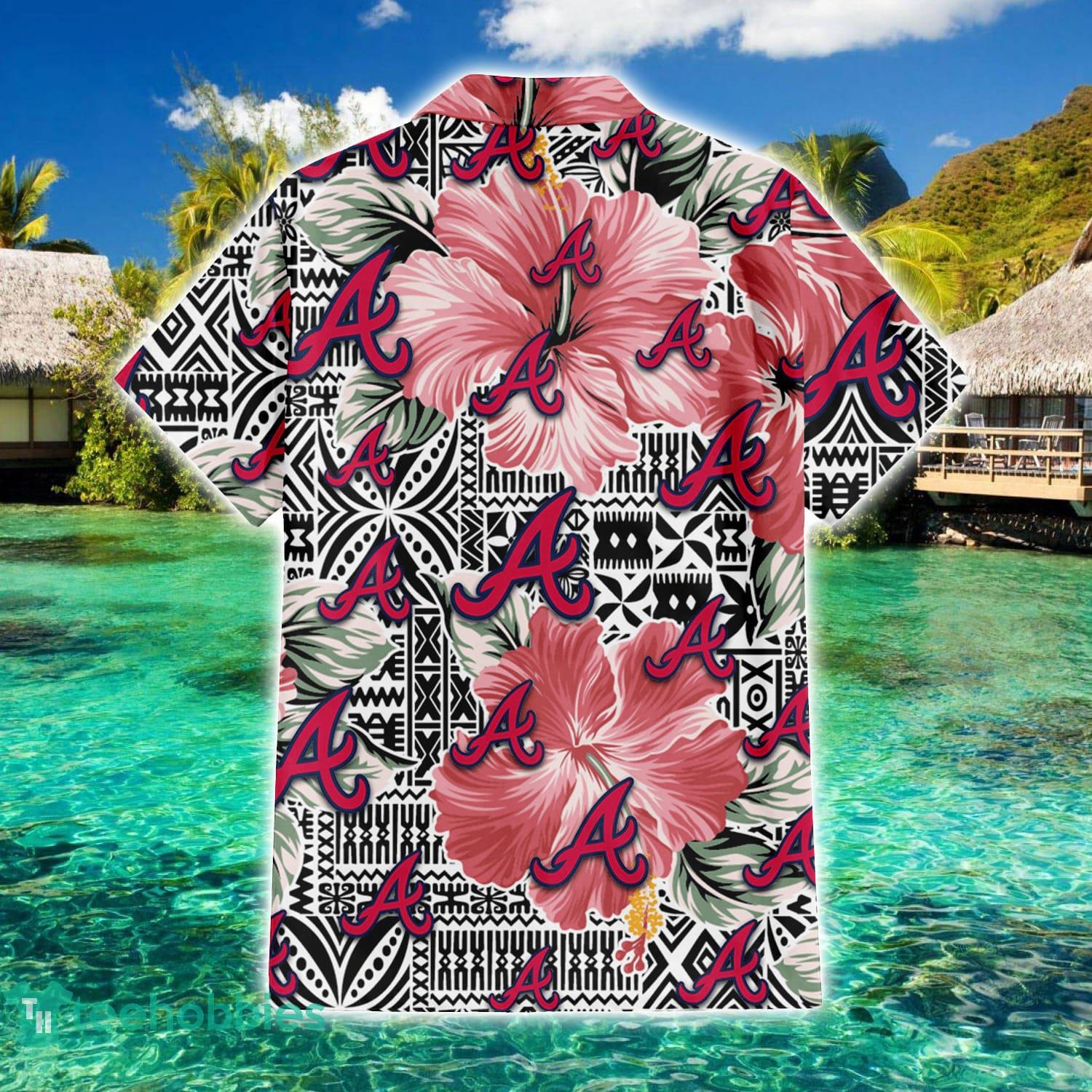 Atlanta Braves Pink Hibiscus Vintage Pattern 3D Hawaiian Shirt