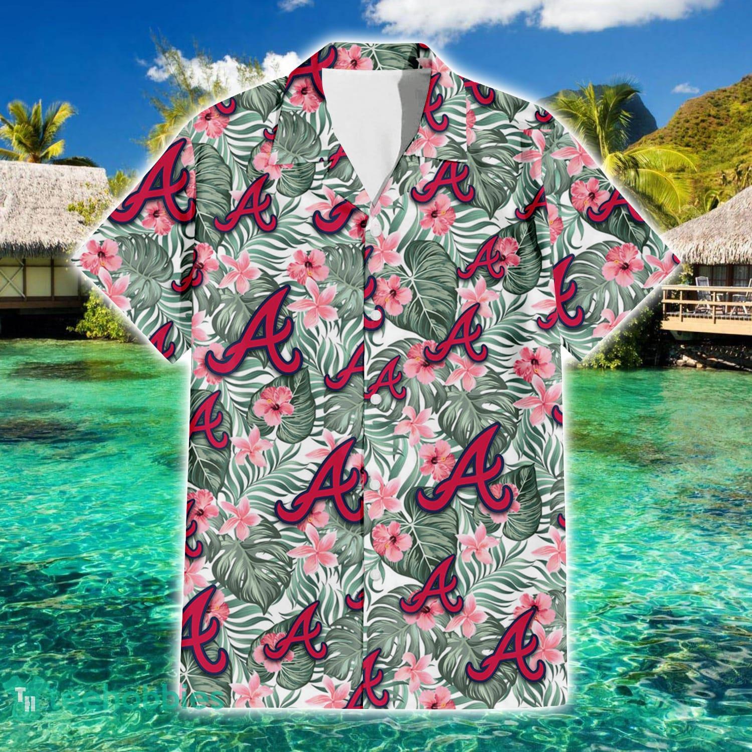 Atlanta Braves Pink Hibiscus Vintage Pattern 3D Hawaiian Shirt