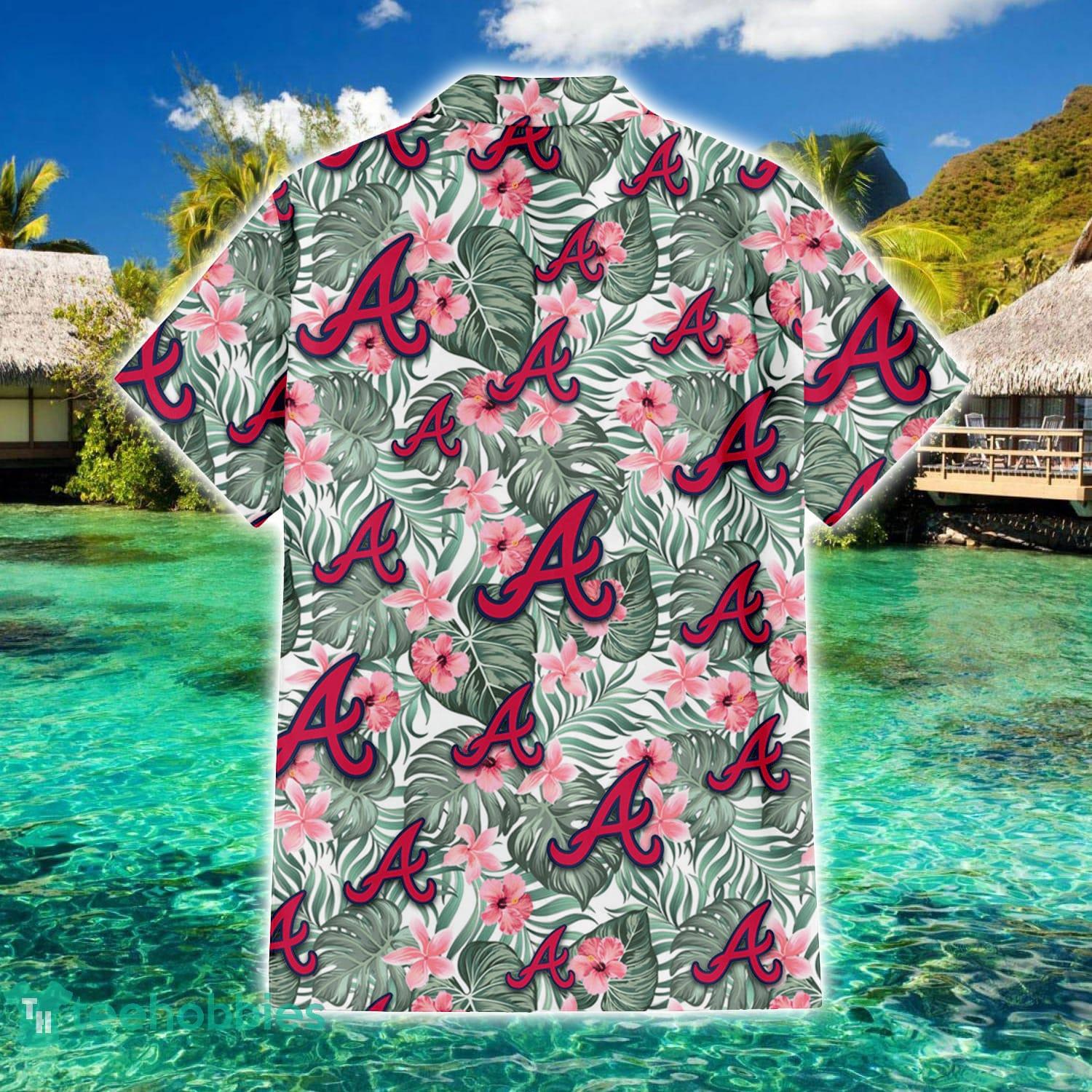 Atlanta Braves Pink Hibiscus Vintage Pattern 3D Hawaiian Shirt