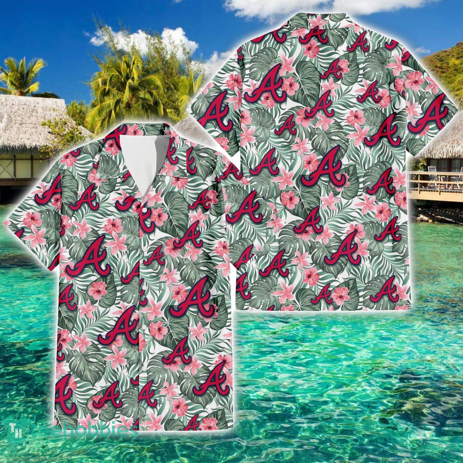 Atlanta Braves Pink Hibiscus Vintage Pattern 3D Hawaiian Shirt