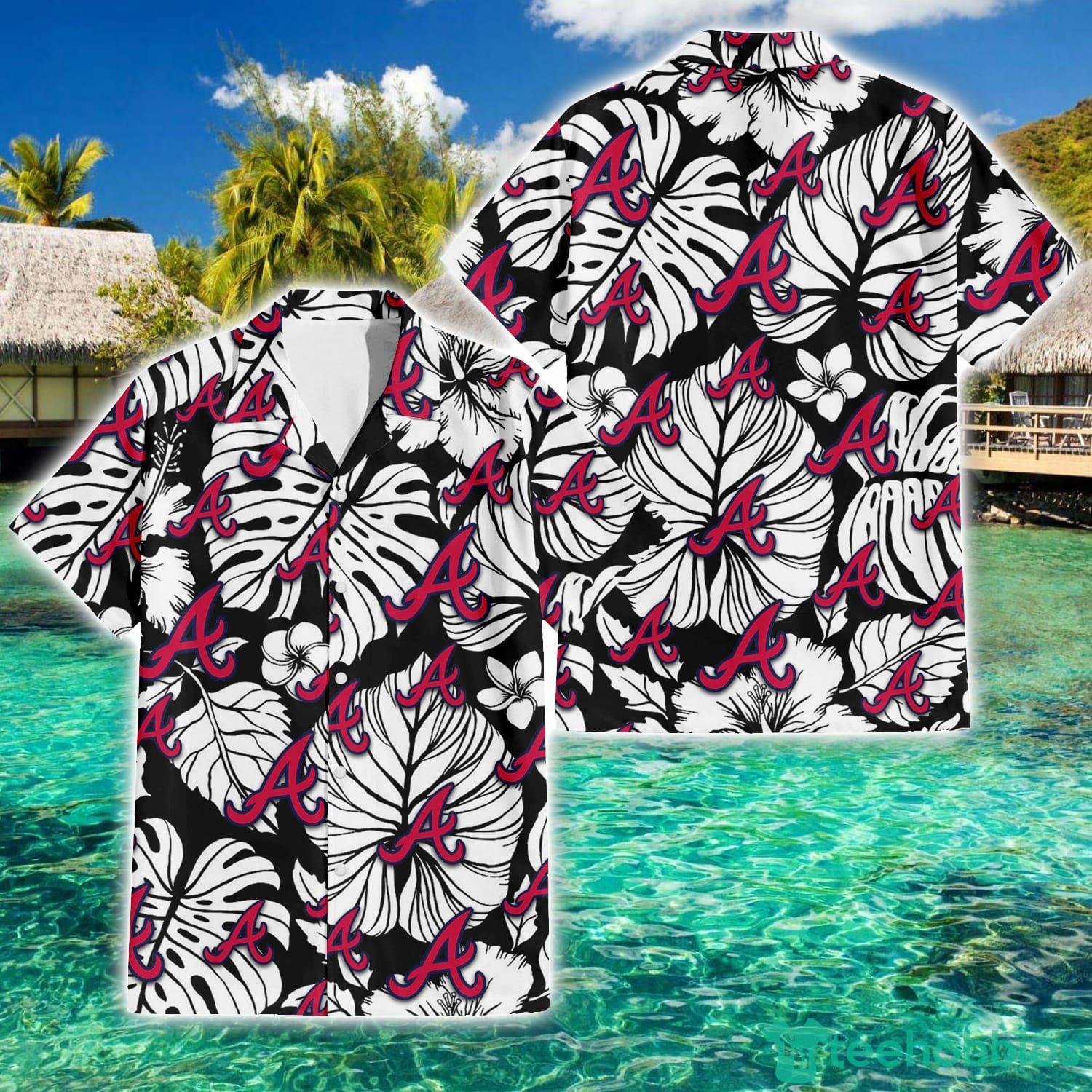 Atlanta Braves White Hibiscus Floral Tropical 3D Hawaiian Shirt For