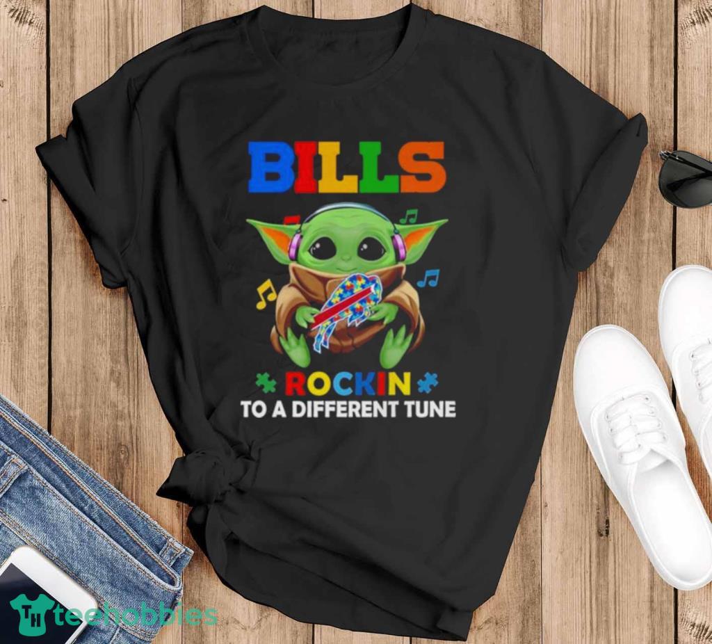 Baby Yoda Hug Buffalo Bills Autism Rockin To A Different Tune Shirt