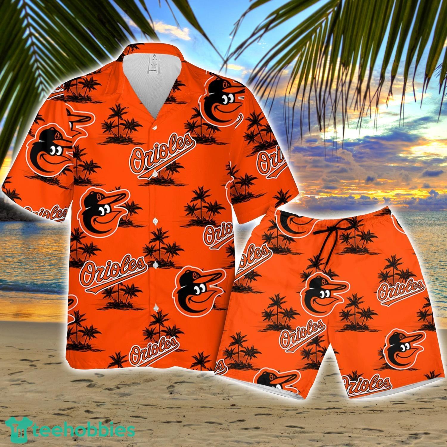 Baltimore Oriole Baseball Coconut Island Pattern Hawaiian Shirt And Shorts Summer Gift Product Photo 1