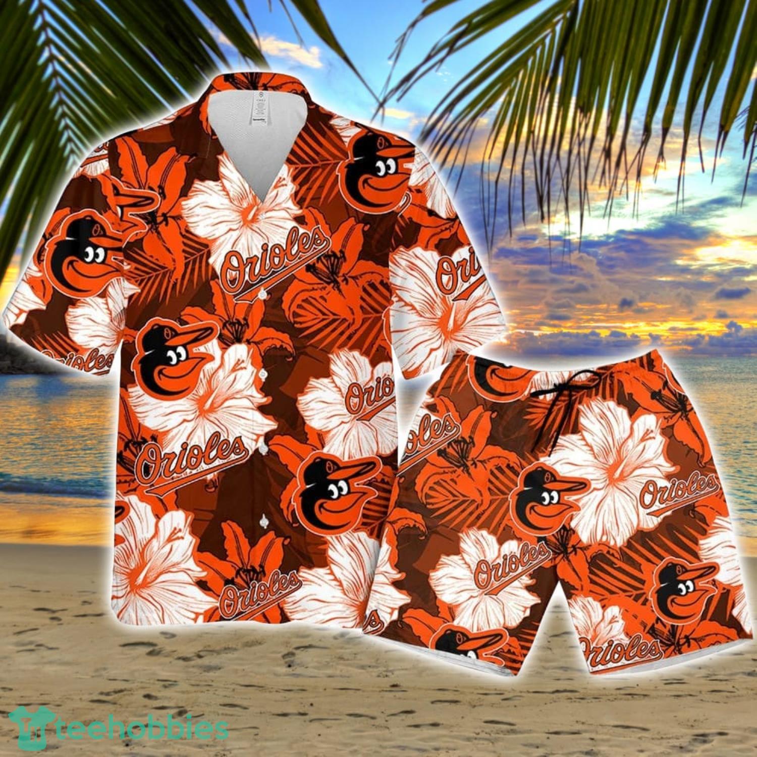 Baseball Baltimore Orioles Floral Tropicial Hawaiian Shirt