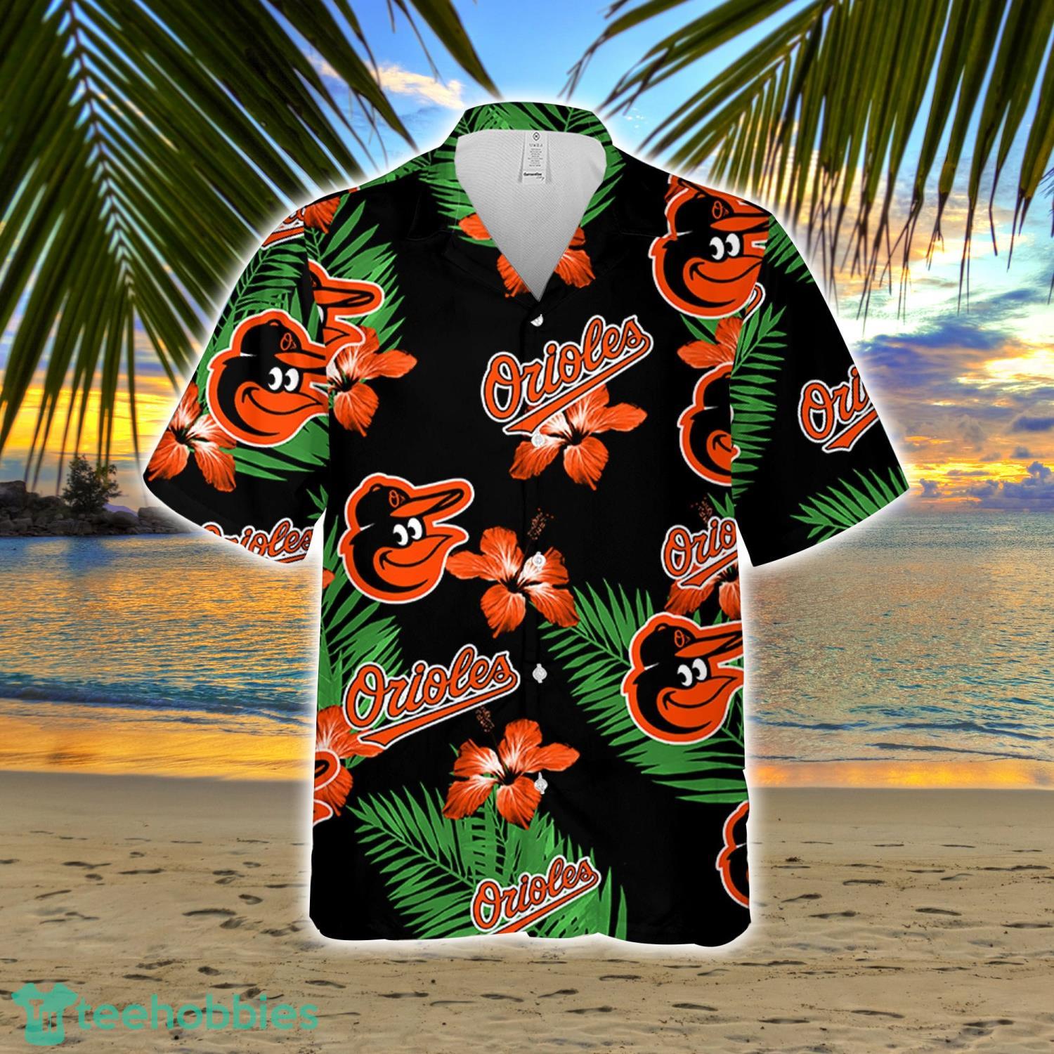 Baltimore Orioles Green Leaf Hibiscus Flower Pattern Hawaiian Shirt And  Shorts Gift For Summer