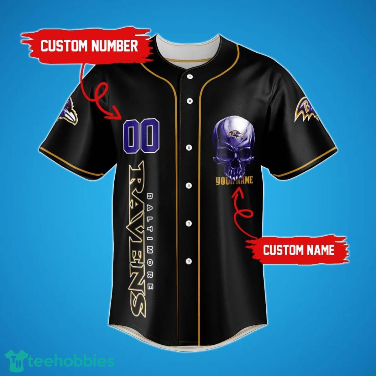 Baltimore Ravens Damn Right Skull NFL Custom Name & Number Baseball Jersey  Shirt Fans