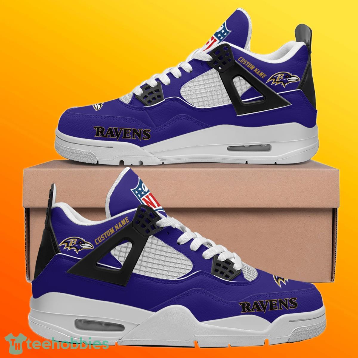 Baltimore Ravens Personalized Name NFL Air Jordan 4 Trending Sneaker Special Gift For Fans Product Photo 2
