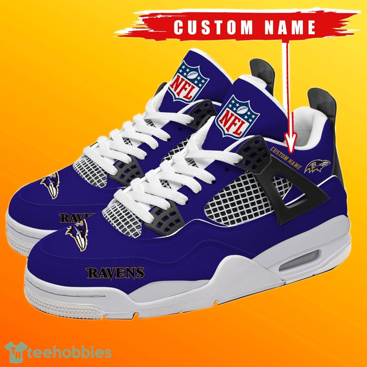 Baltimore Ravens Personalized Name NFL Air Jordan 4 Trending Sneaker Special Gift For Fans Product Photo 1