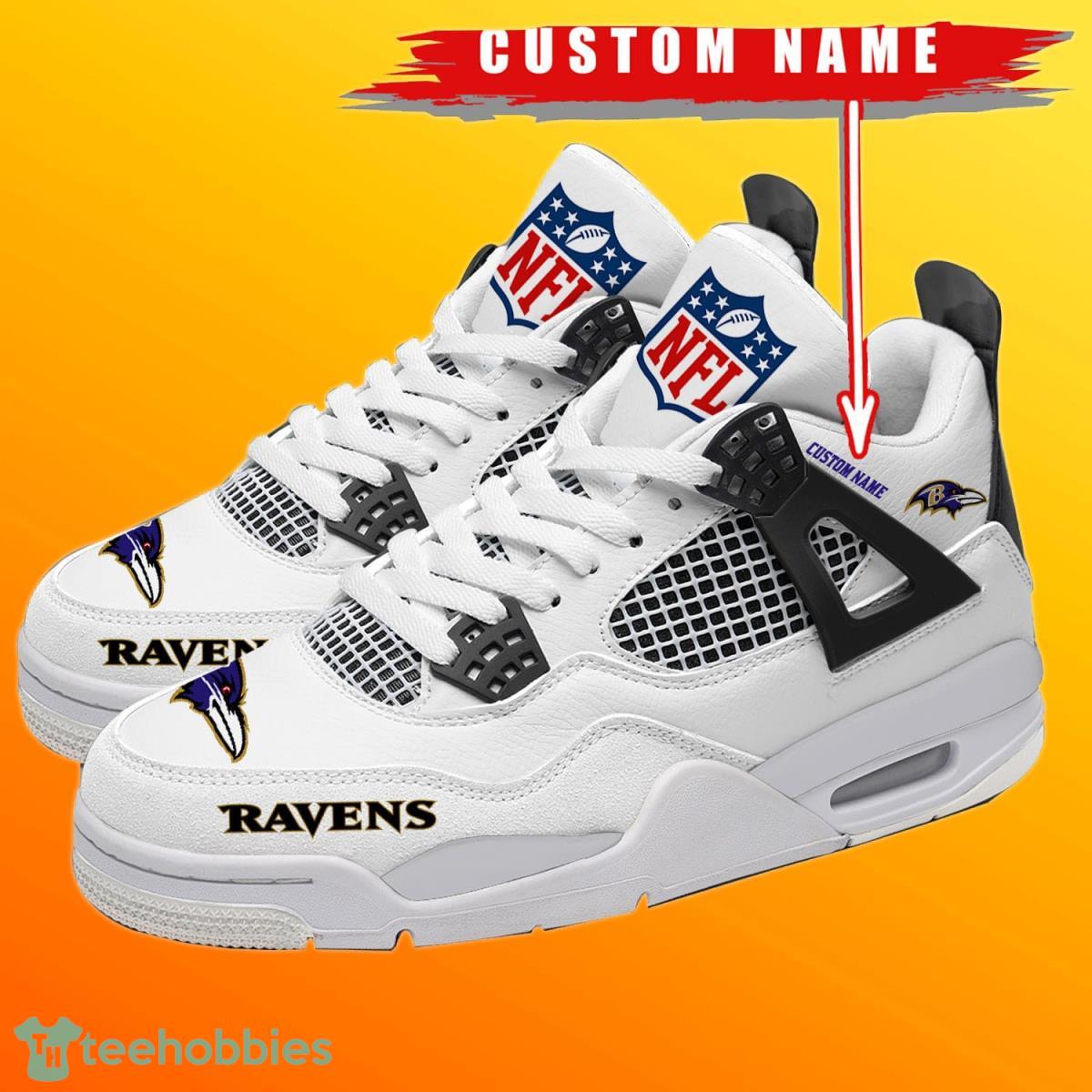 Baltimore Ravens Personalized Name NFL Air Jordan 4 Trending Sneaker Style Gift For Fans Product Photo 1