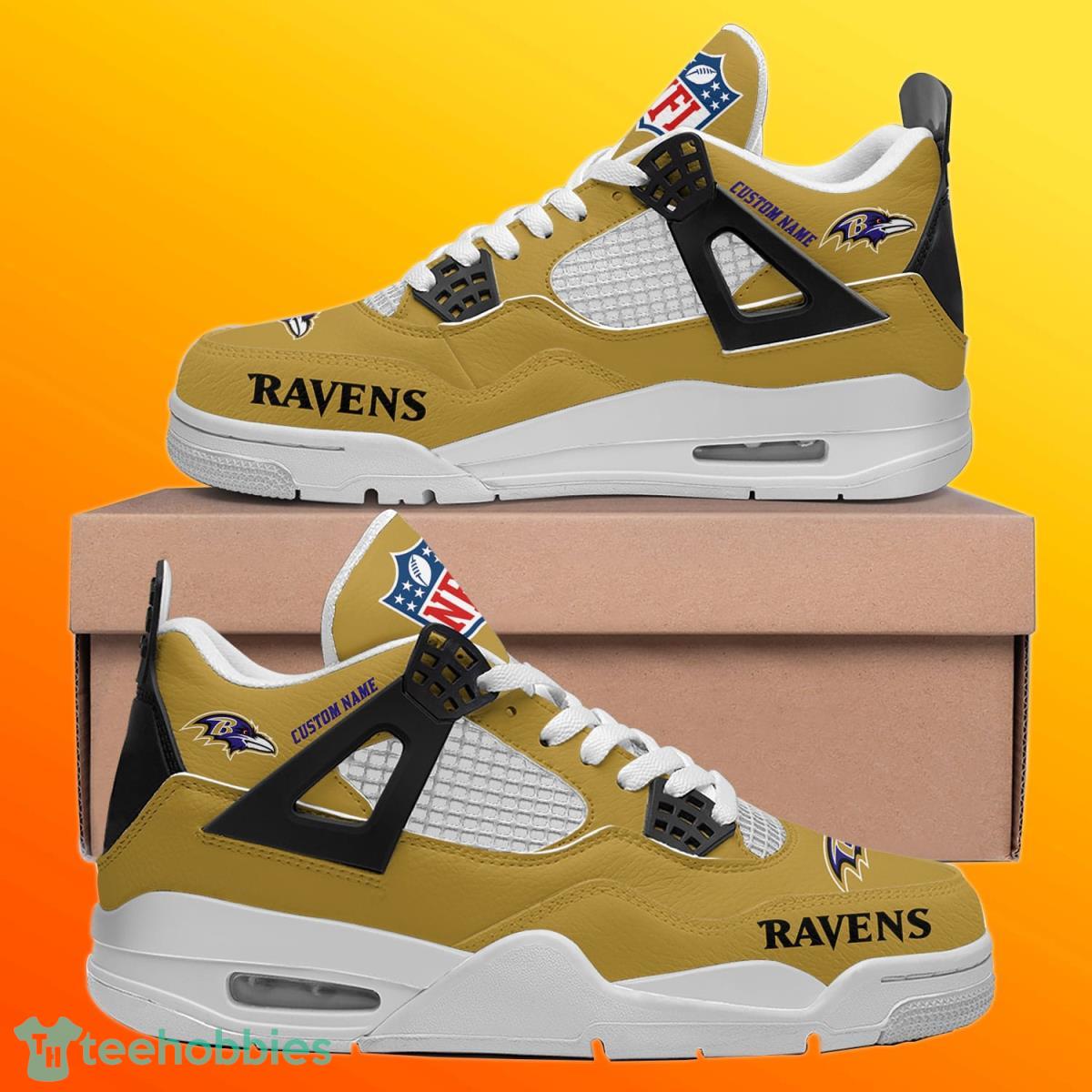 Baltimore Ravens Personalized Name NFL Air Jordan 4 Trending Sneaker Unique Gift For Fans Product Photo 2