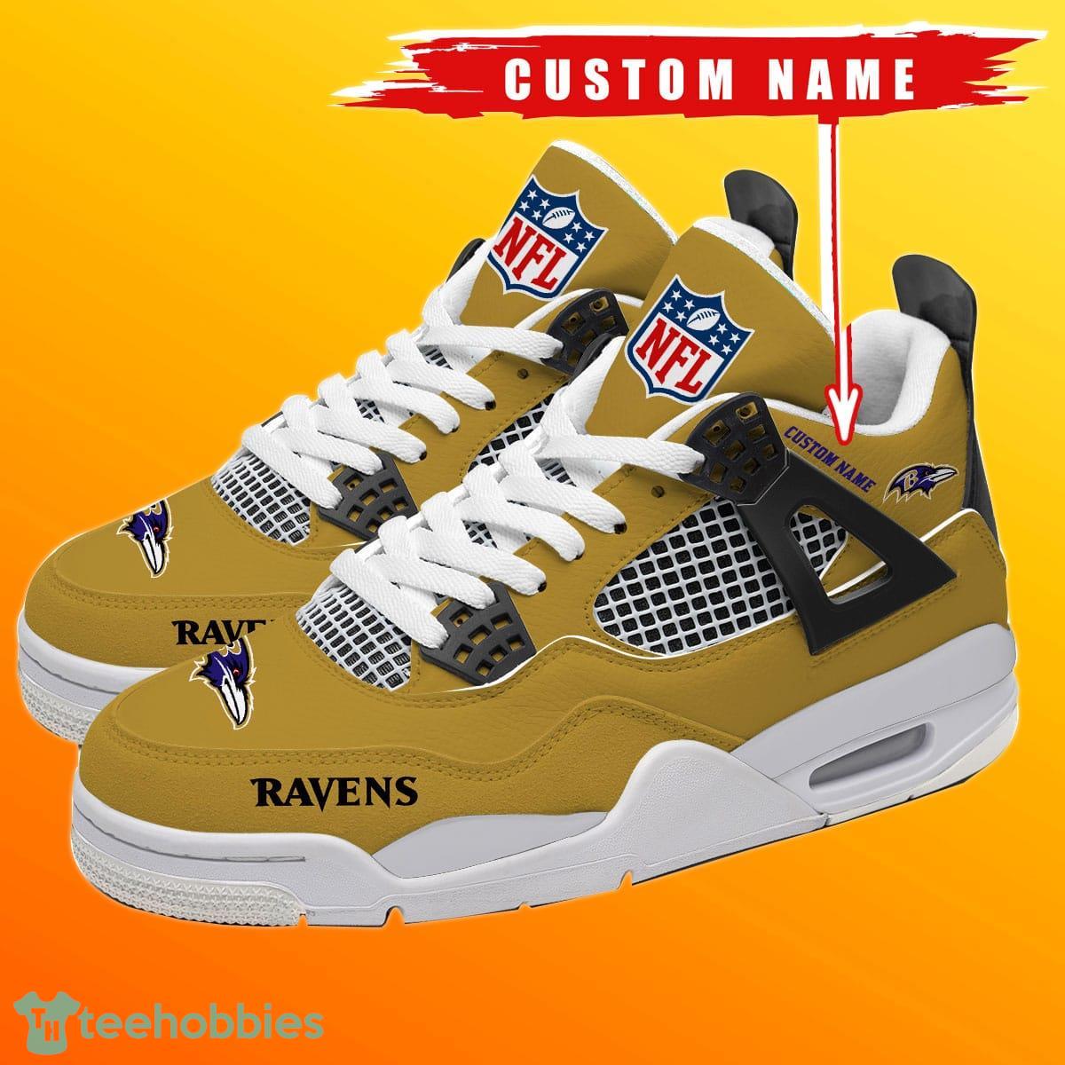 Baltimore Ravens Personalized Name NFL Air Jordan 4 Trending Sneaker Unique Gift For Fans Product Photo 1