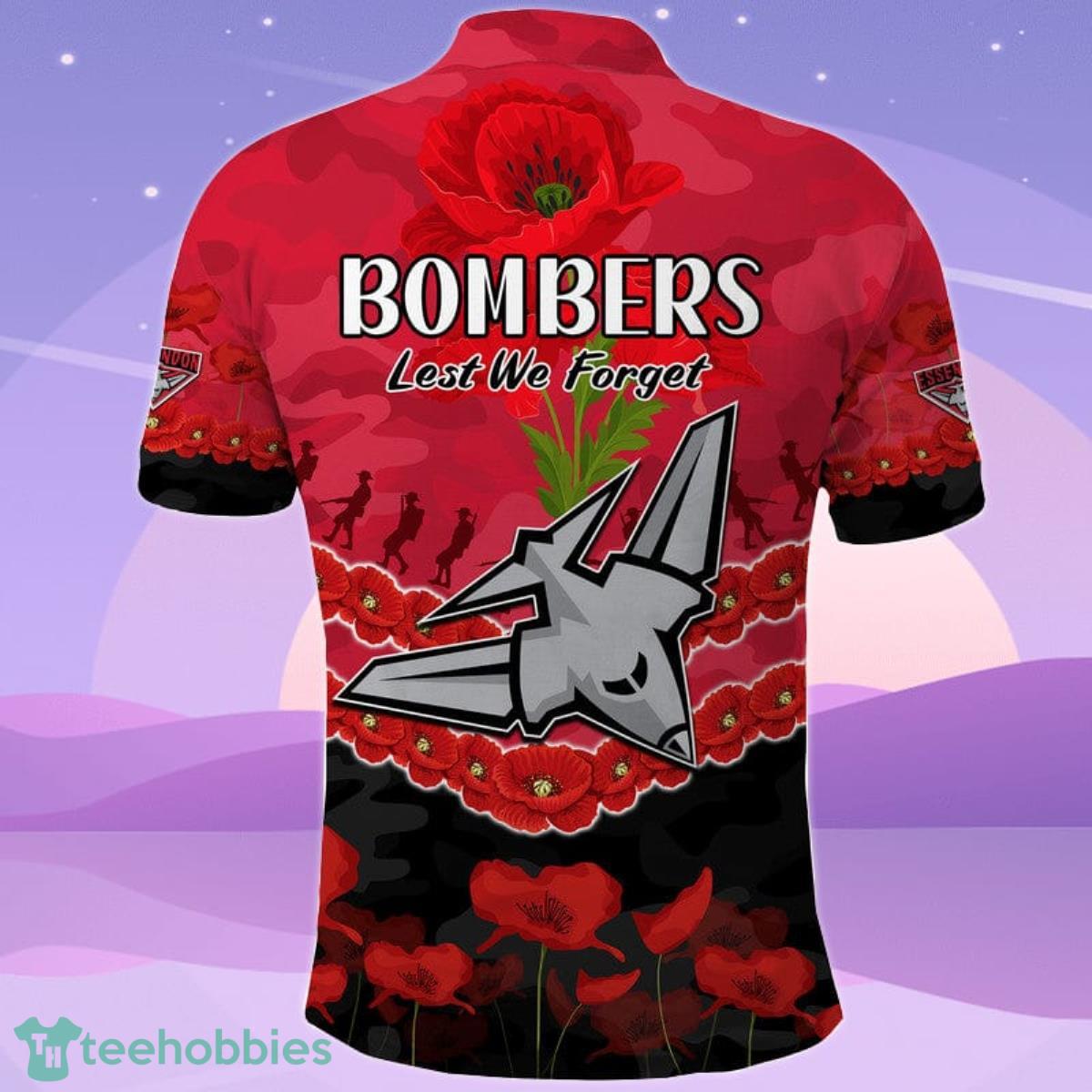Bombers Football ANZAC Polo Shirt Lest We Forget Product Photo 2