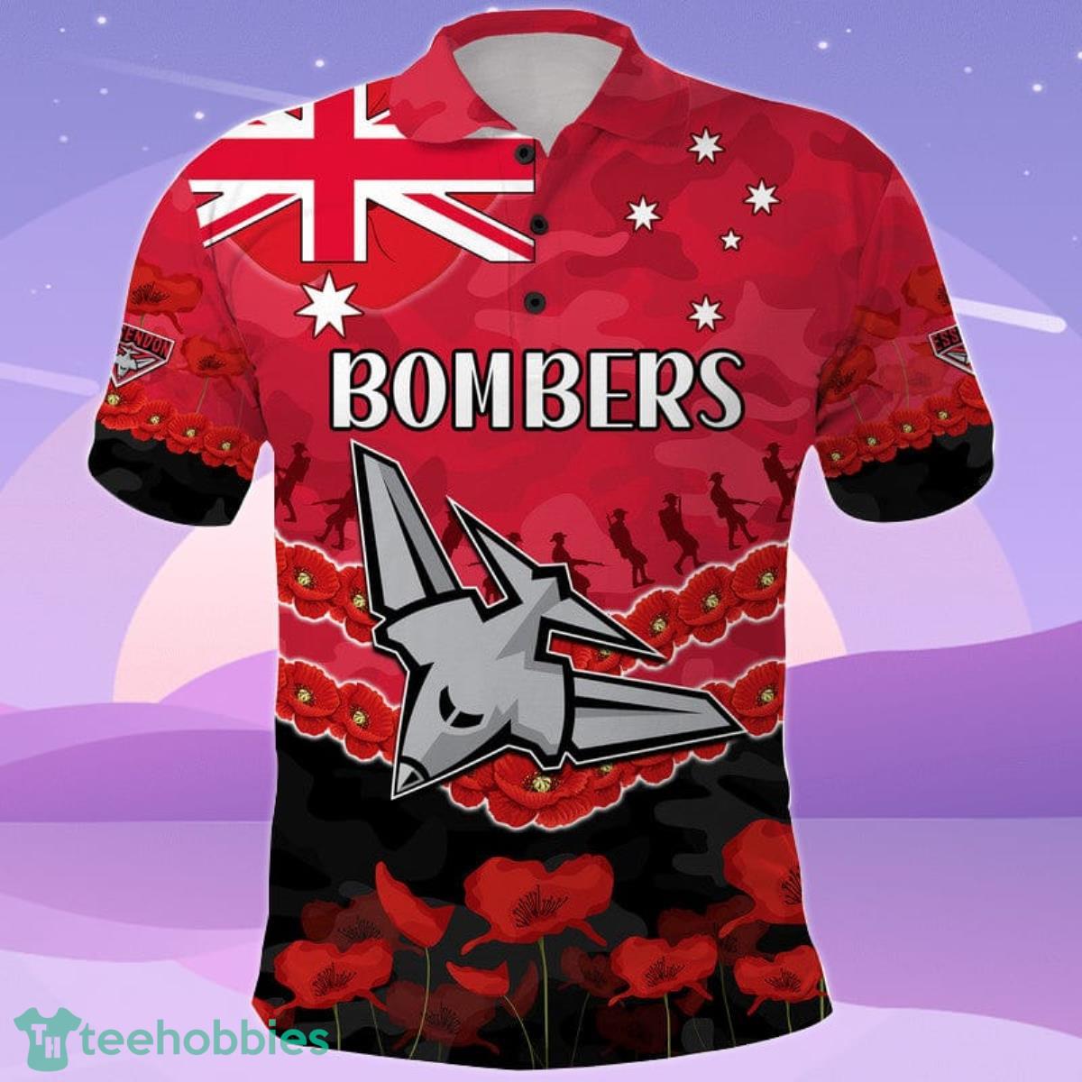 Bombers Football ANZAC Polo Shirt Lest We Forget Product Photo 1