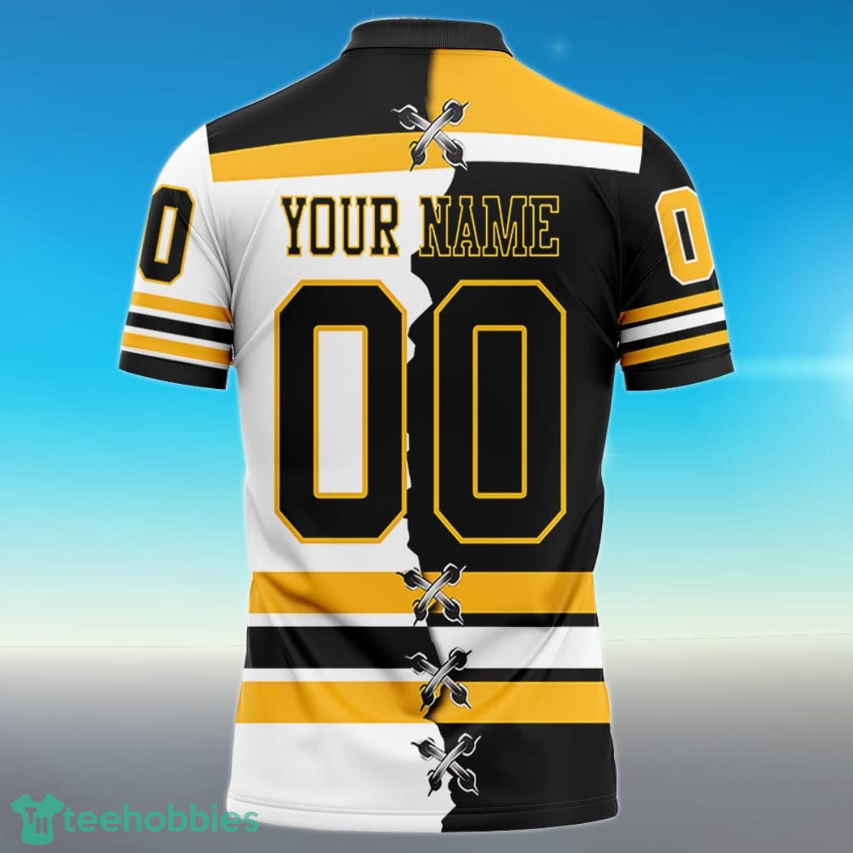 Boston Bruins Personalized Name NHL Mix Jersey Polo Shirt Best Gift For Fans