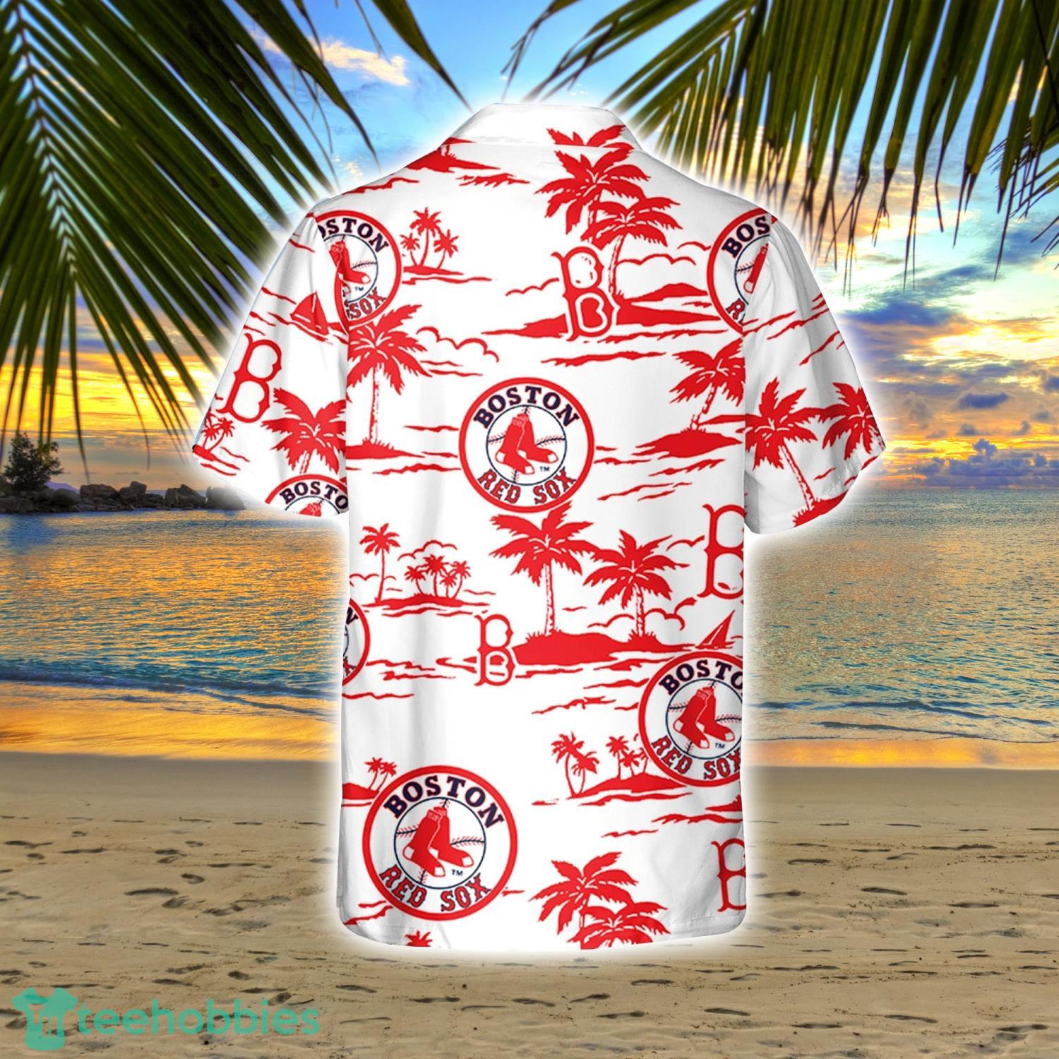 Boston Red Sox Baseball Coconut Beach Pattern Hawaiian Shirt And Shorts  Summer Vacation Gift