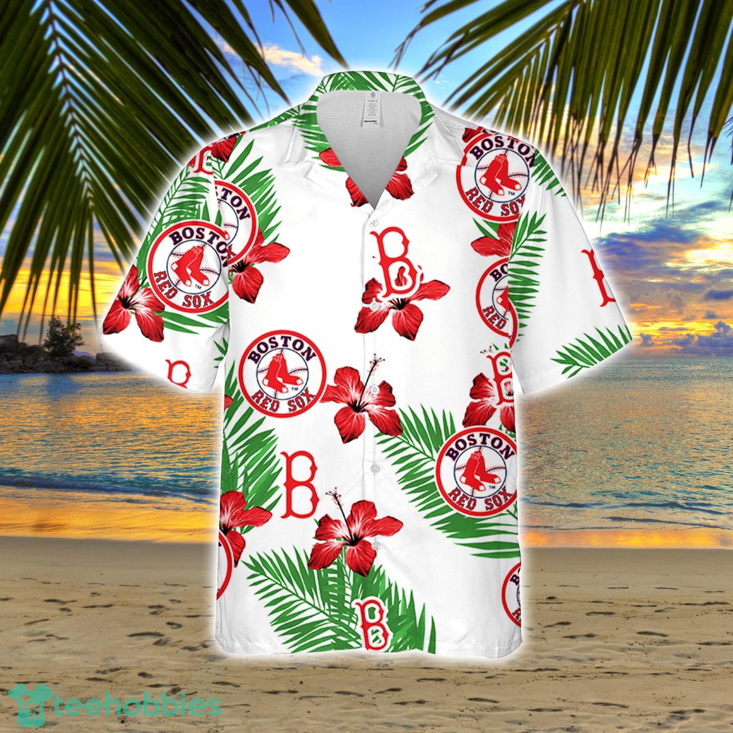 Boston Red Sox Green Leaf Pattern Tropical Hawaiian Shirt For Men And Women  - Freedomdesign