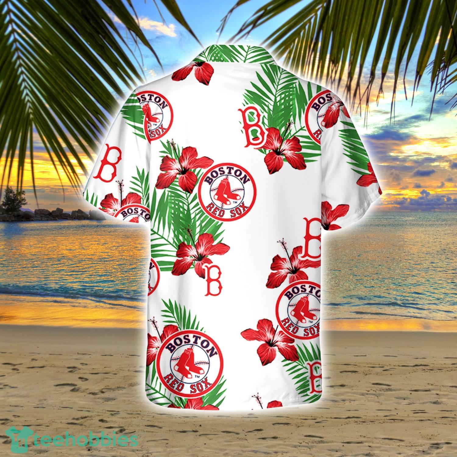 Boston Red Sox Green Leaf Pattern Tropical Hawaiian Shirt For Men