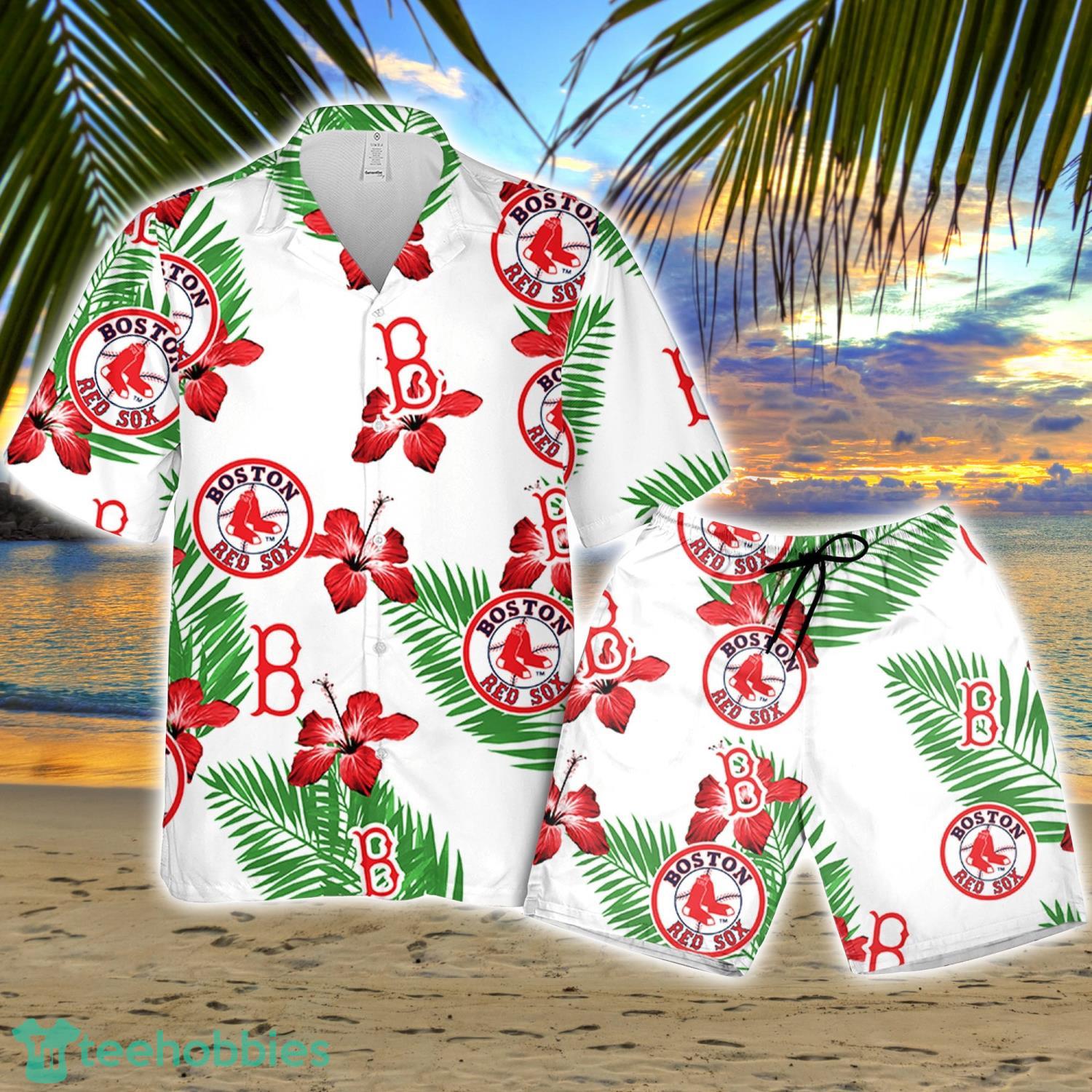 Boston Red Sox Green Leaf Pattern Tropical Hawaiian Shirt For Men And Women  - Freedomdesign