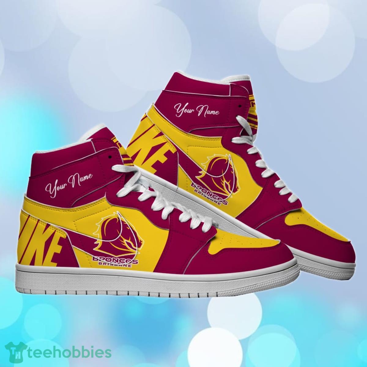 Brisbane Broncos Custom Name NRL Air Jordan HighTop Best Gift For Fans Product Photo 1