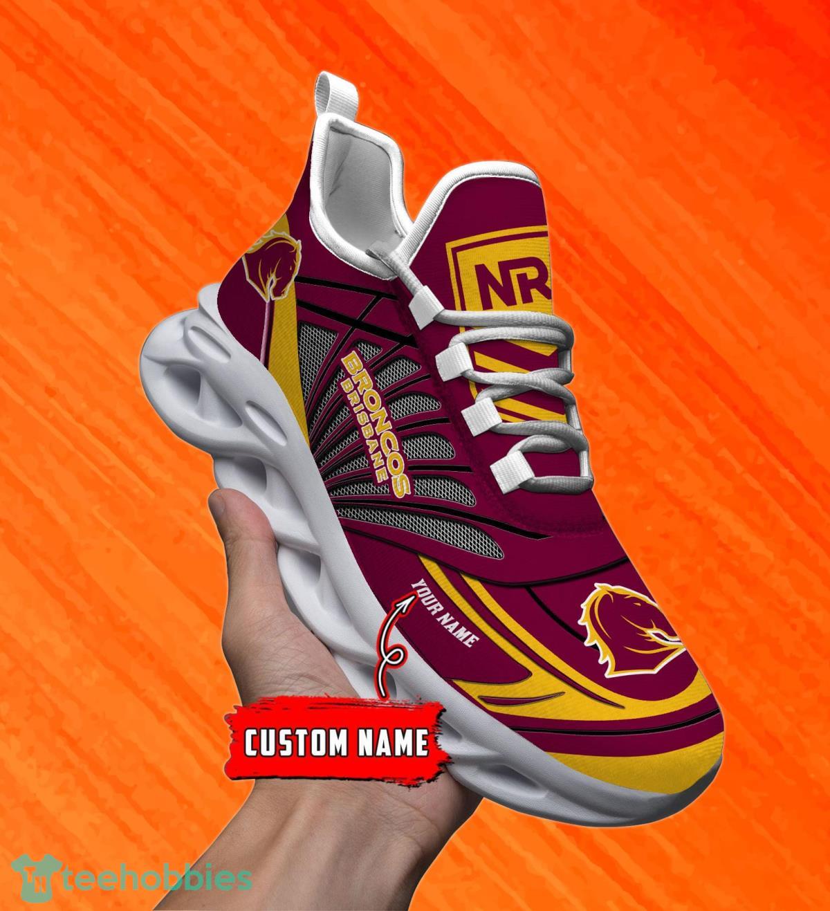 Brisbane Broncos Custom Name NRL Max Soul Shoes Men And Women For Fans Product Photo 1