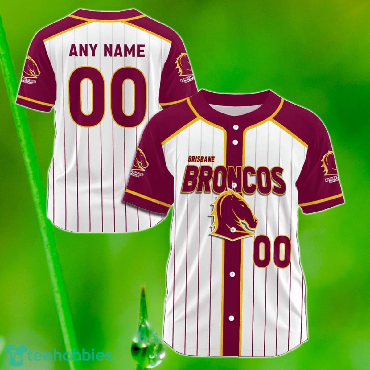 Brisbane Broncos Custom Name & Number NRL Baseball Jersey Best Gift For Men And Women Fans Product Photo 1