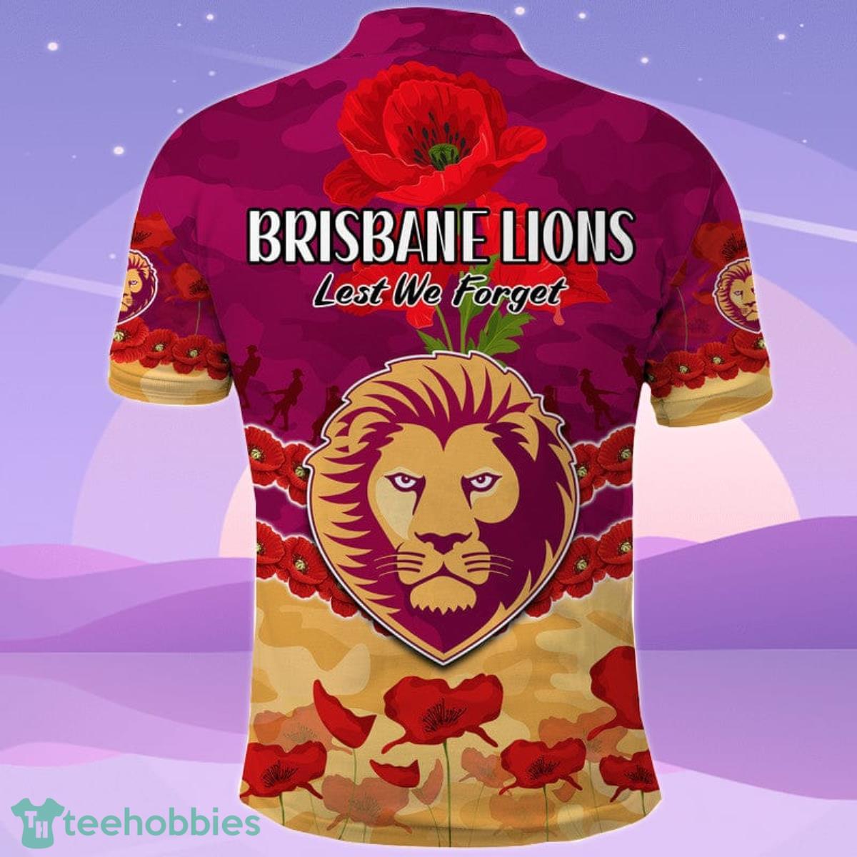 Brisbane Lions Football ANZAC Polo Shirt Lest We Forget Product Photo 2