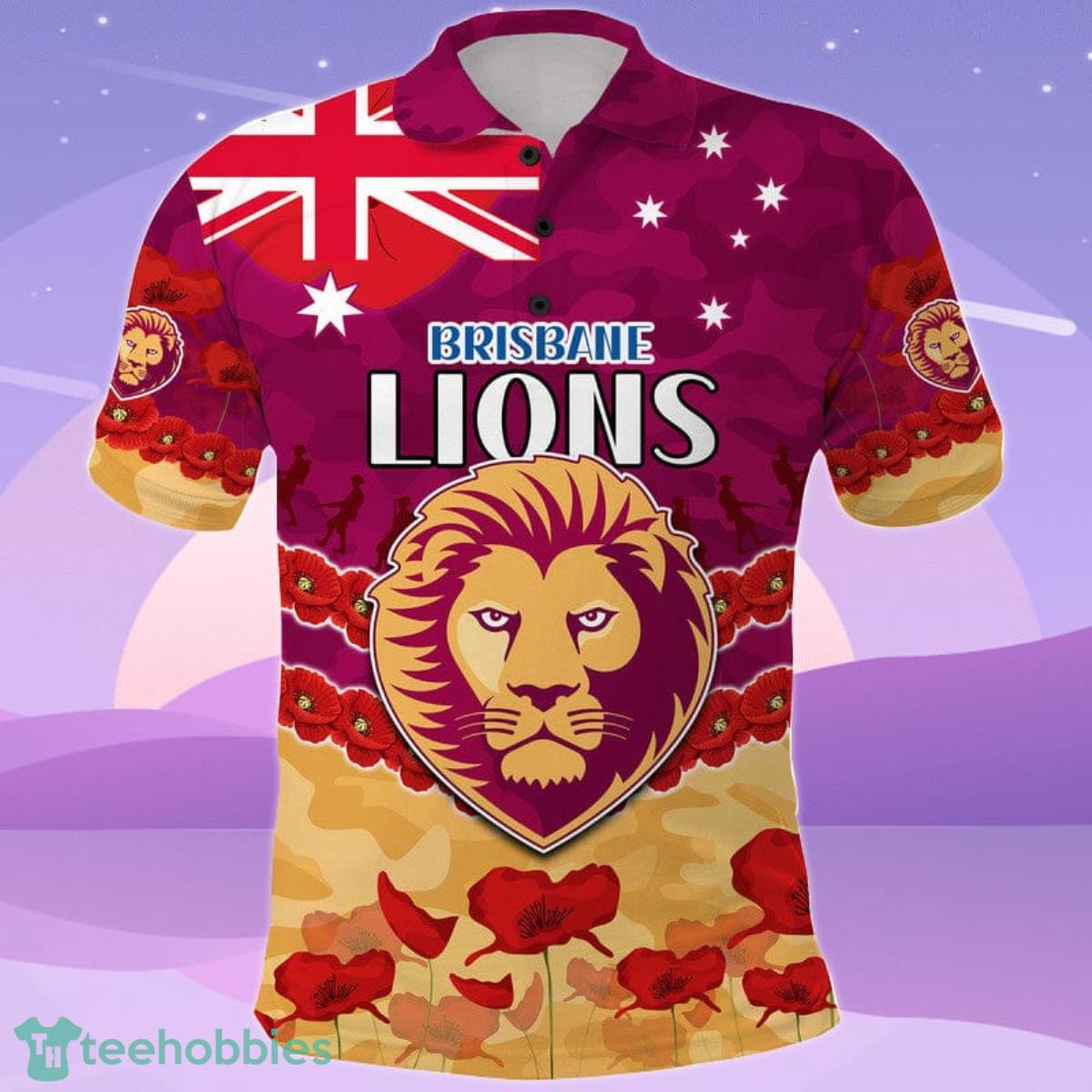 Brisbane Lions Football ANZAC Polo Shirt Lest We Forget Product Photo 1