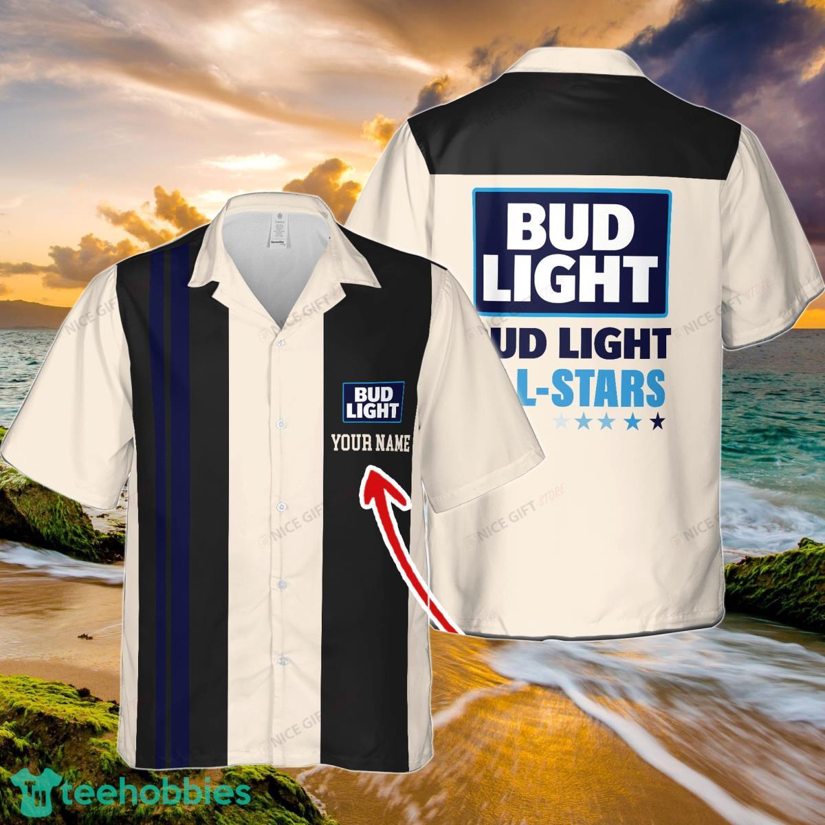 Bud Light Custom Name Hawaiian Shirt Trendy Summer Gift For Beach Lovers Product Photo 1