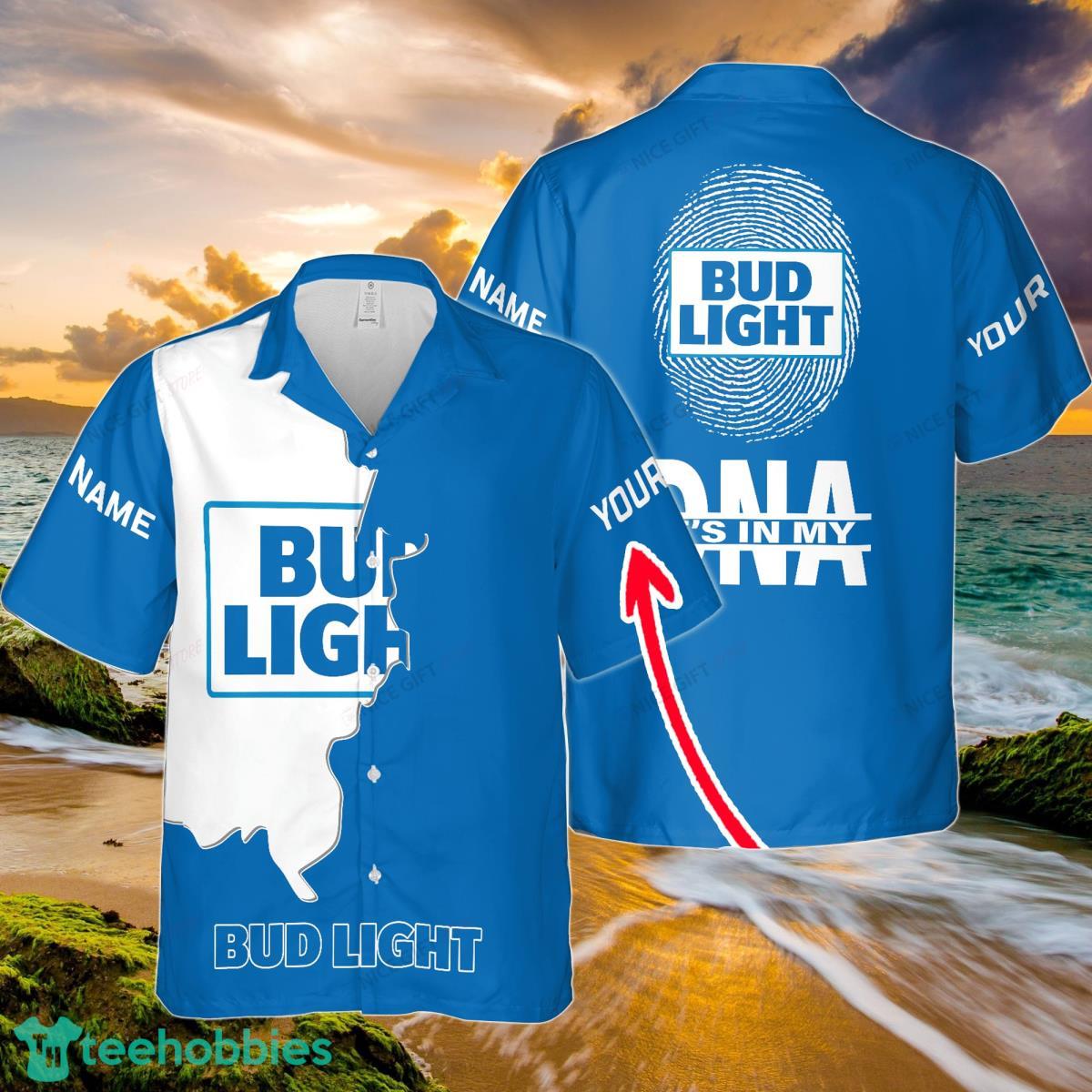 Bud Light Custom Name It’s In My DNA Hawaiian Shirt Summer Gift Beach Shirt Product Photo 1
