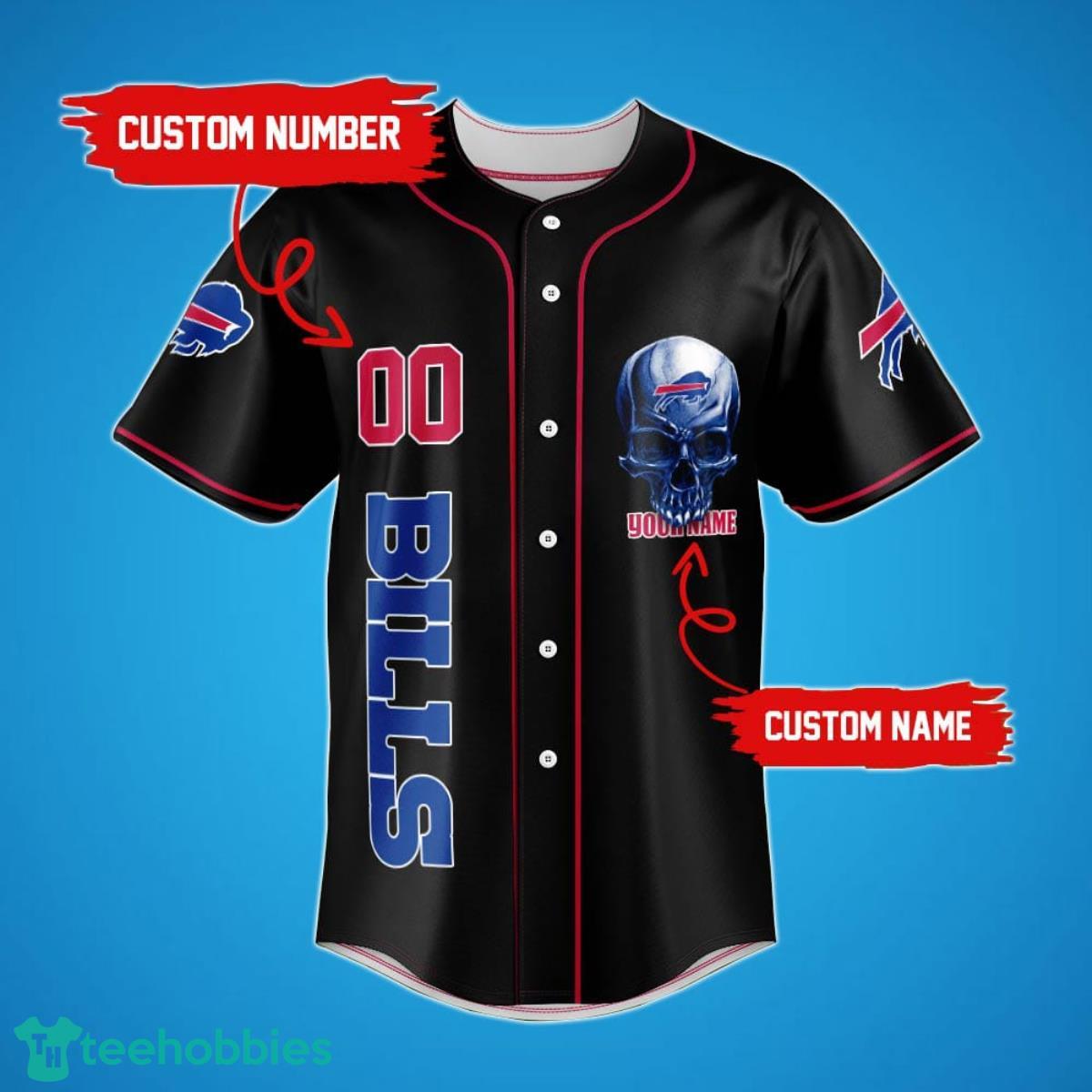 Buffalo Bills Damn Right Skull NFL Custom Name & Number Baseball