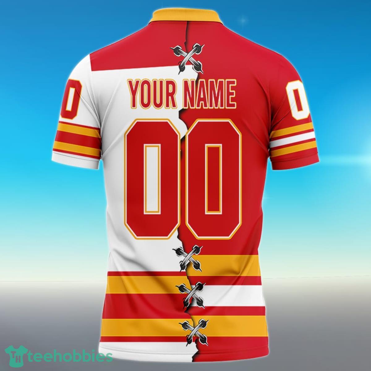 Calgary Flames Personalized Name And Number NHL Mix Jersey Polo Shirt Best  Gift For Fans