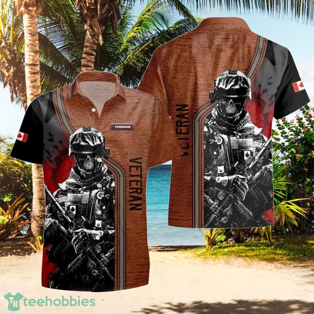 Canadian VeteranSoldier Custom Name Hawaii Shirt Good gift for you and everyone Product Photo 1
