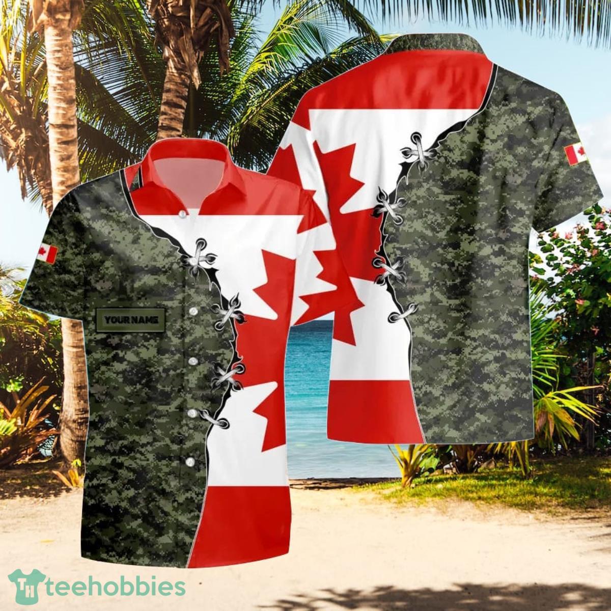 Canadian VeteranSoldier Custom Name Hawaii Shirt Impressive Gift For Men And Women Product Photo 1