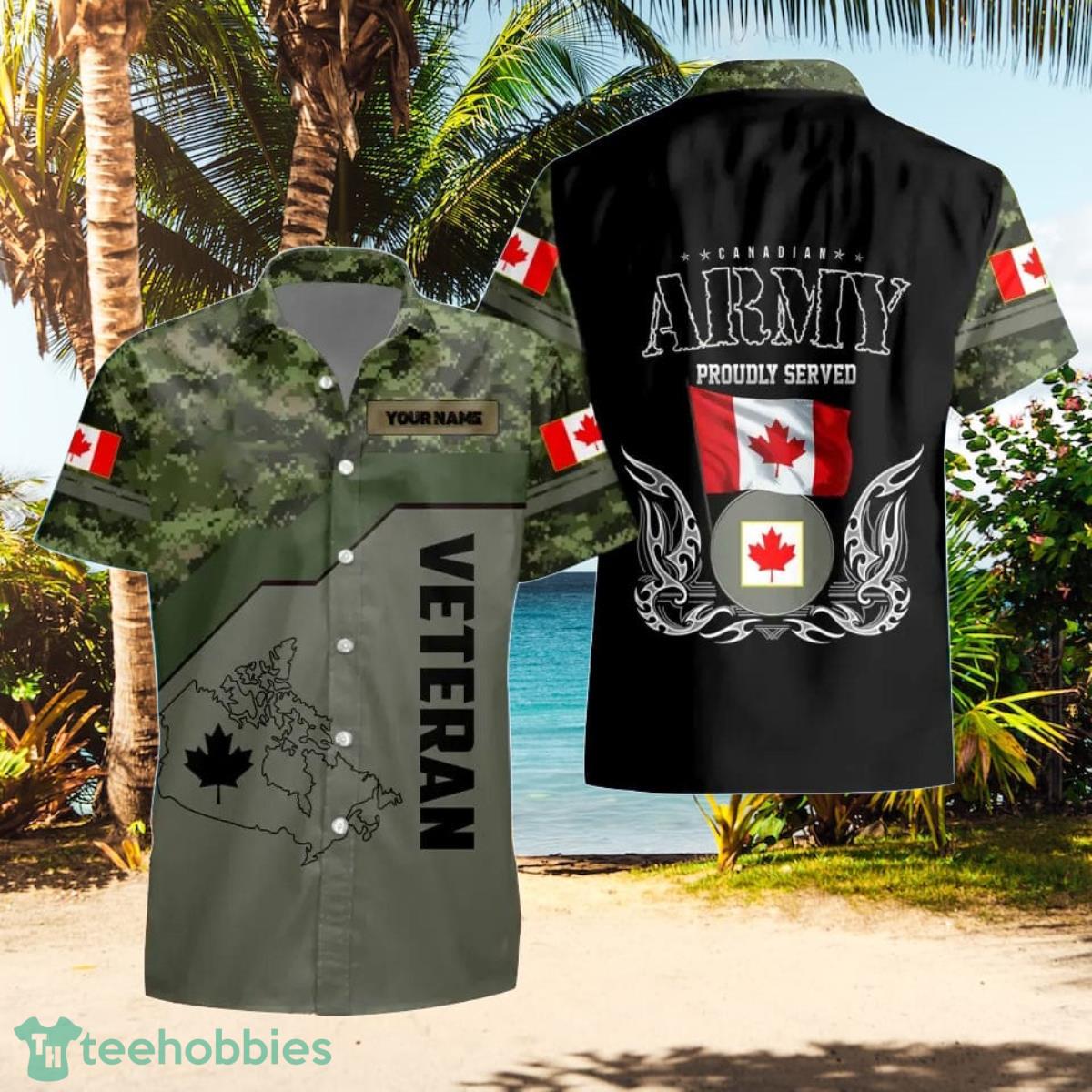 Canadian VeteranSoldier Custom Name Hawaii Shirt Impressivel Gift For Everyone Product Photo 1