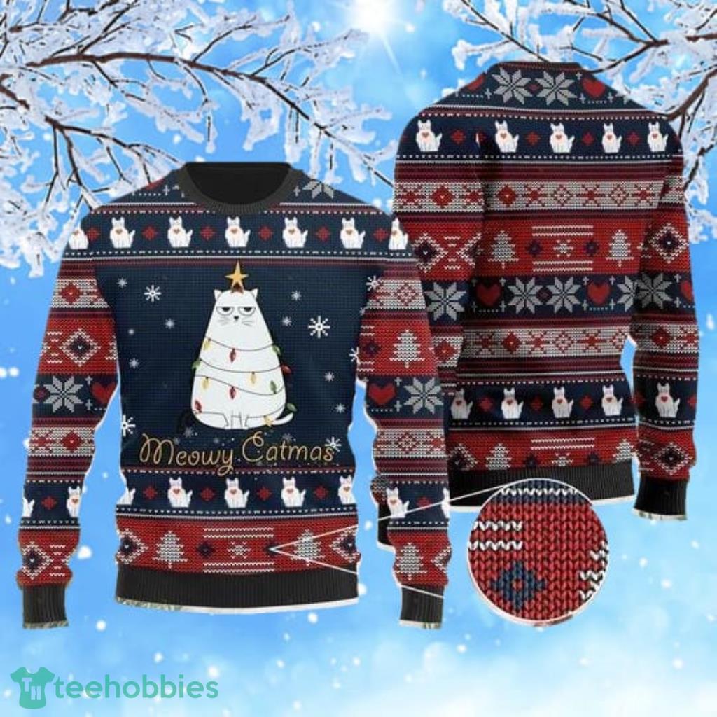 White cat shop christmas sweater