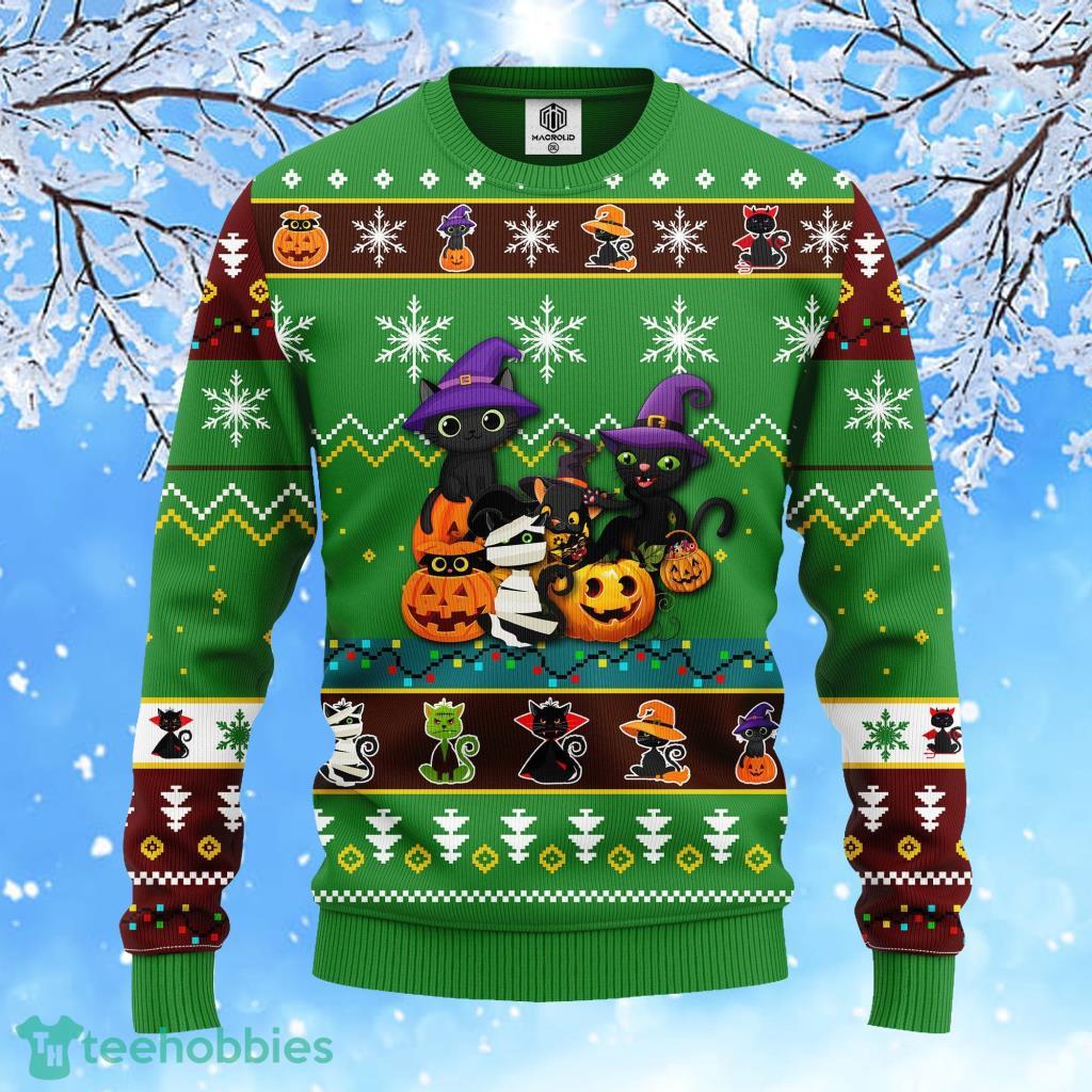 Cat Cute Witcher Noel Mc Christmas Green Ugly Christmas Sweater 3D Product Photo 1