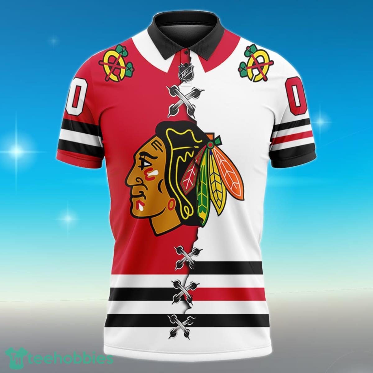 Chicago Blackhawks Personalized Name NHL Mix Jersey Polo Shirt Best Gift For Fans Product Photo 2