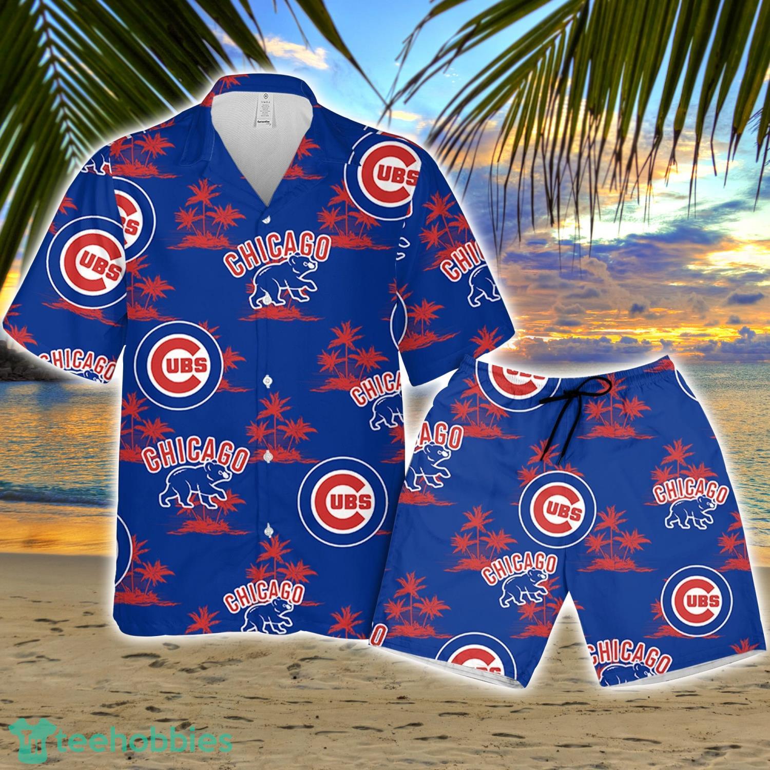 Chicago Cub Baseball Coconut Island Pattern Hawaiian Shirt And Shorts Summer Gift Product Photo 1